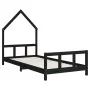 Kinderbettgestell aus schwarzem Kiefernholz, 90 x 190 cm von vidaXL, Kinderbetten und Betten für Kinder - Ref: Foro24-834563,...