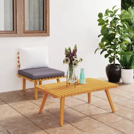 2-piece garden furniture set with solid acacia wood cushions by vidaXL, Modular outdoor sofas - Ref: Foro24-316267, Price: 10...
