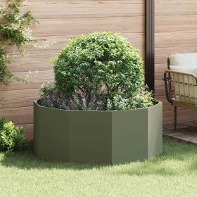 Jardinera Verde Oliva 120 x 120 x 50 cm Acero en Maceteros y jardineras | Comprar online en Foro24