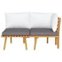 2-teiliges Gartenmöbel-Set mit Kissen aus massivem Akazienholz von vidaXL, Modulare Sofas für den Außenbereich - Ref: Foro24-...