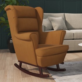 Rocking chair with brown velvet rubberwood legs by vidaXL, Rocking chairs - Ref: Foro24-329371, Price: 262,22 €, Discount: %