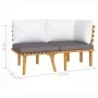 2-teiliges Gartenmöbel-Set mit Kissen aus massivem Akazienholz von vidaXL, Modulare Sofas für den Außenbereich - Ref: Foro24-...