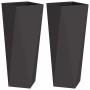 Jardinera 2 pcs Negro 30 x 30 x 75 cm Acero