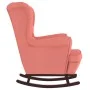 Schaukelstuhl mit rosa Samtbeinen aus Gummiholz von vidaXL, Schaukelstühle - Ref: Foro24-329367, Preis: 290,28 €, Rabatt: %