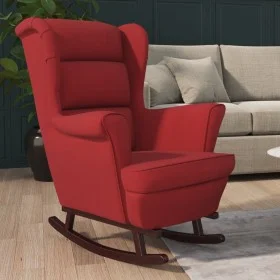 Silla mecedora con patas de madera de caucho terciopelo rojo de vidaXL, Mecedoras - Ref: Foro24-329368, Precio: 253,24 €, Des...