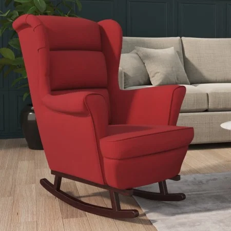Rocking chair with red velvet rubberwood legs by vidaXL, Rocking chairs - Ref: Foro24-329368, Price: 256,85 €, Discount: %