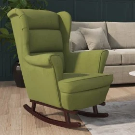 Silla mecedora patas de madera de caucho terciopelo verde claro de vidaXL, Mecedoras - Ref: Foro24-329366, Precio: 242,24 €, ...