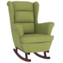 Silla mecedora patas de madera de caucho terciopelo verde claro