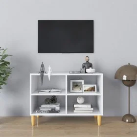 Mueble de TV con patas de madera maciza blanco 69,5x30x50 cm de vidaXL, Muebles TV - Ref: Foro24-805923, Precio: 47,61 €, Des...