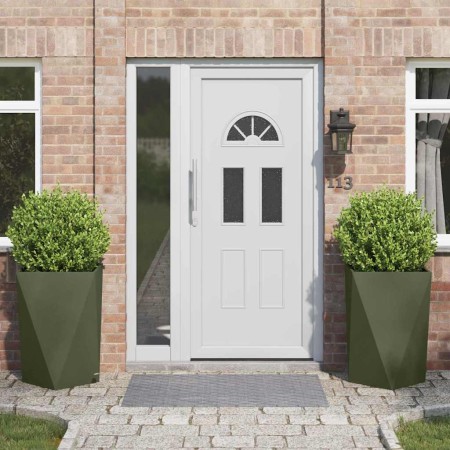 Jardinera 2 pcs Verde Oliva 50 x 50 x 75 cm Acero