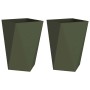 Jardinera 2 pcs Verde Oliva 50 x 50 x 75 cm Acero