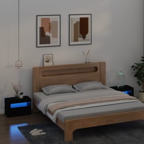 Mesitas de noche con luces LED 2 uds negro 60x35x40 cm Mesitas de noche con luces LED 2 uds negro 60x35x40 cm
