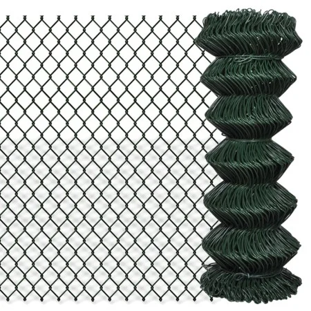 Grüner Maschendrahtzaun aus Stahl 1x15 m von vidaXL, Zaunpaneele - Ref: Foro24-140344, Preis: 62,33 €, Rabatt: %