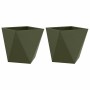Jardinera 2 pcs Verde Oliva 50 x 50 x 50 cm Acero
