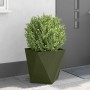 Jardinera 2 pcs Verde Oliva 50 x 50 x 50 cm Acero