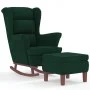 Rocking chair with wooden legs and dark green velvet stool by vidaXL, Rocking chairs - Ref: Foro24-3121232, Price: 335,68 €, ...