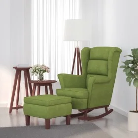 Rocking chair with wooden legs and light green velvet stool by vidaXL, Rocking chairs - Ref: Foro24-3121233, Price: 290,88 €,...