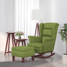Schaukelstuhl mit Holzbeinen und hellgrünem Samthocker von vidaXL, Schaukelstühle - Ref: Foro24-3121233, Preis: 294,95 €, Rab...