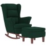 Rocking chair with wooden legs and dark green velvet stool by vidaXL, Rocking chairs - Ref: Foro24-3121232, Price: 328,82 €, ...