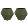 Jardinera 2 pcs Verde Oliva 100 x 100 x 80 cm Acero