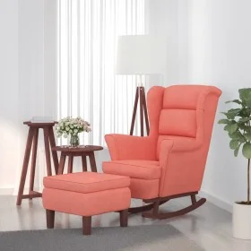 Sillón mecedora patas madera y taburete terciopelo rosa de vidaXL, Mecedoras - Ref: Foro24-3121234, Precio: 354,72 €, Descuen...