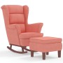 Rocking chair with wooden legs and pink velvet stool by vidaXL, Rocking chairs - Ref: Foro24-3121234, Price: 362,58 €, Discou...