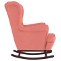 Schaukelstuhl mit Holzbeinen und rosa Samthocker von vidaXL, Schaukelstühle - Ref: Foro24-3121234, Preis: 361,28 €, Rabatt: %