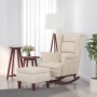 Rocking chair with wooden legs and cream velvet footstool by vidaXL, Rocking chairs - Ref: Foro24-3121239, Price: 352,59 €, D...