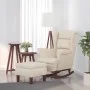Rocking chair with wooden legs and cream velvet footstool by vidaXL, Rocking chairs - Ref: Foro24-3121239, Price: 346,85 €, D...