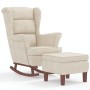 Rocking chair with wooden legs and cream velvet footstool by vidaXL, Rocking chairs - Ref: Foro24-3121239, Price: 352,59 €, D...
