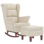 Rocking chair with wooden legs and cream velvet footstool by vidaXL, Rocking chairs - Ref: Foro24-3121239, Price: 352,59 €, D...