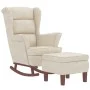 Sillón mecedora patas madera y taburete terciopelo color crema de vidaXL, Mecedoras - Ref: Foro24-3121239, Precio: 346,05 €, ...