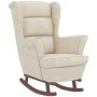 Rocking chair with wooden legs and cream velvet footstool by vidaXL, Rocking chairs - Ref: Foro24-3121239, Price: 346,85 €, D...