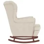 Rocking chair with wooden legs and cream velvet footstool by vidaXL, Rocking chairs - Ref: Foro24-3121239, Price: 346,85 €, D...