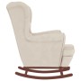 Schaukelstuhl mit Holzbeinen und Samthocker in Cremefarbe von vidaXL, Schaukelstühle - Ref: Foro24-3121239, Preis: 352,59 €, ...