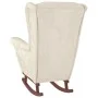 Rocking chair with wooden legs and cream velvet footstool by vidaXL, Rocking chairs - Ref: Foro24-3121239, Price: 346,85 €, D...