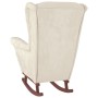 Schaukelstuhl mit Holzbeinen und Samthocker in Cremefarbe von vidaXL, Schaukelstühle - Ref: Foro24-3121239, Preis: 352,59 €, ...