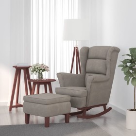 Rocking chair with wooden legs and light gray velvet stool by vidaXL, Rocking chairs - Ref: Foro24-3121230, Price: 279,92 €, ...