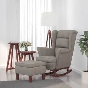 Rocking chair with wooden legs and light gray velvet stool by vidaXL, Rocking chairs - Ref: Foro24-3121230, Price: 275,90 €, ...