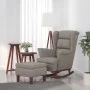 Rocking chair with wooden legs and light gray velvet stool by vidaXL, Rocking chairs - Ref: Foro24-3121230, Price: 292,69 €, ...