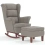 Rocking chair with wooden legs and light gray velvet stool by vidaXL, Rocking chairs - Ref: Foro24-3121230, Price: 292,69 €, ...