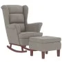 Rocking chair with wooden legs and light gray velvet stool by vidaXL, Rocking chairs - Ref: Foro24-3121230, Price: 292,69 €, ...