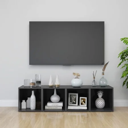 TV furniture set, 4 pieces, glossy gray plywood, 37x35x37 cm by vidaXL, TV Furniture - Ref: Foro24-805524, Price: 51,12 €, Di...