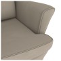 Sillón mecedora patas madera y taburete terciopelo gris claro