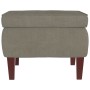 Sillón mecedora patas madera y taburete terciopelo gris claro