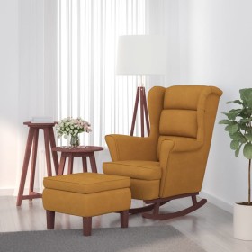 Schaukelstuhl mit Holzbeinen und braunem Samthocker von vidaXL, Schaukelstühle - Ref: Foro24-3121238, Preis: 299,72 €, Rabatt: %