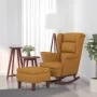 Sillón mecedora patas madera y taburete terciopelo marrón de vidaXL, Mecedoras - Ref: Foro24-3121238, Precio: 343,20 €, Descu...
