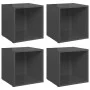 Muebles TV 4 uds madera contrachapada gris brillo 37x35x37 cm de vidaXL, Muebles TV - Ref: Foro24-805524, Precio: 51,12 €, De...