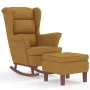 Sillón mecedora patas madera y taburete terciopelo marrón de vidaXL, Mecedoras - Ref: Foro24-3121238, Precio: 343,20 €, Descu...