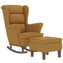 Rocking chair with wooden legs and brown velvet stool by vidaXL, Rocking chairs - Ref: Foro24-3121238, Price: 343,26 €, Disco...